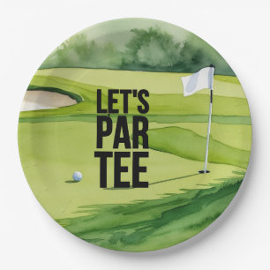 Golf Lass Par Tee mit Golfflagge auf grün Pappteller
