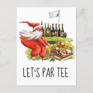 Golf Lass Par Tee mit Golfflagge auf grün Postkarte