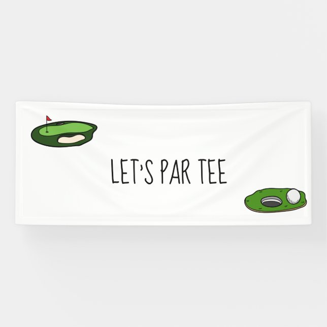Golf Lass Par Tee mit Golfflagge auf grün weiß  Banner (Horizontal)