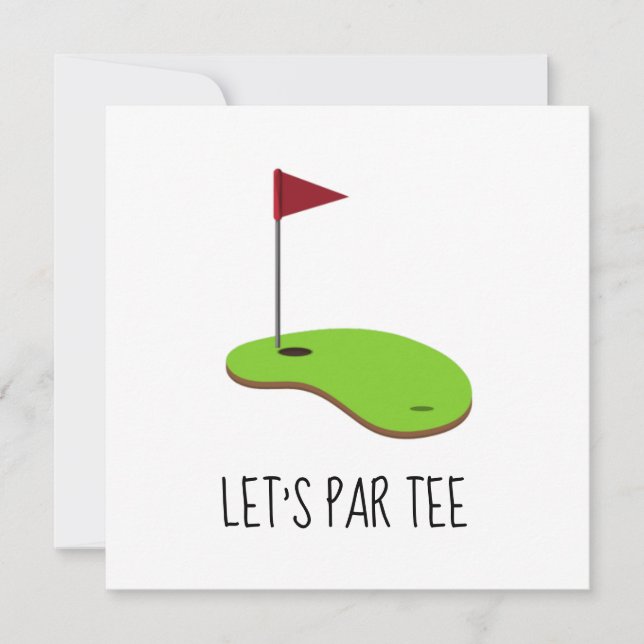 Golf Lass Par Tee mit Golfflagge auf grün weiß Einladung (Vorderseite)