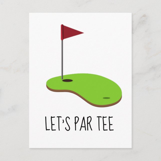Golf Lass Par Tee mit Golfflagge auf grün weiß Einladungspostkarte (Vorderseite)