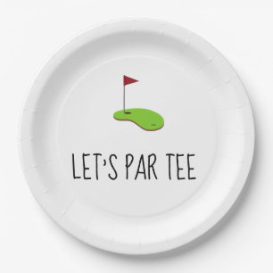 Golf Lass Par Tee mit Golfflagge auf grün weiß Pappteller