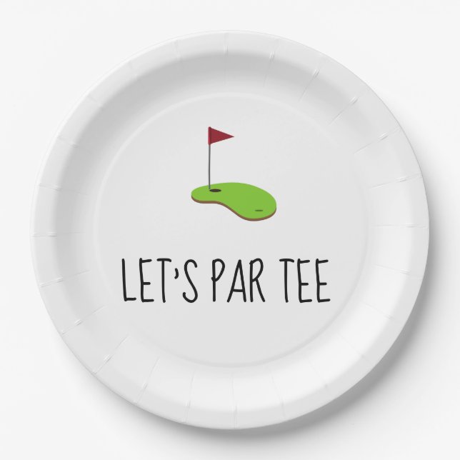Golf Lass Par Tee mit Golfflagge auf grün weiß  Pappteller (Vorderseite)
