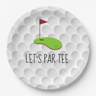 Golf Lass Par Tee mit Golfflagge auf grün weiß Pappteller