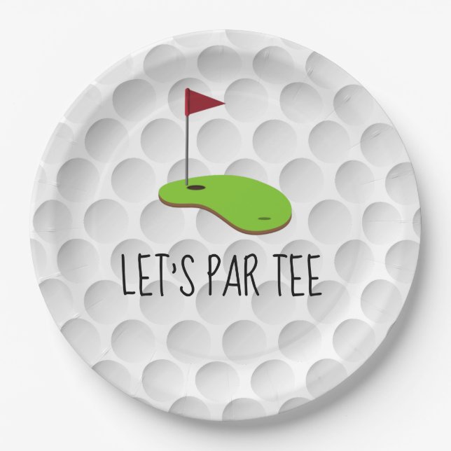 Golf Lass Par Tee mit Golfflagge auf grün weiß Pappteller (Vorderseite)
