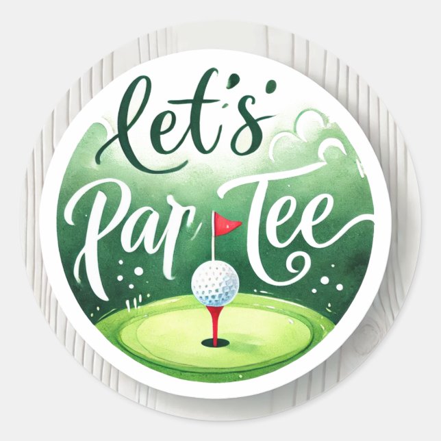 Golf Lass Par Tee mit Golfflagge auf grün weiß Runder Aufkleber (Vorderseite)