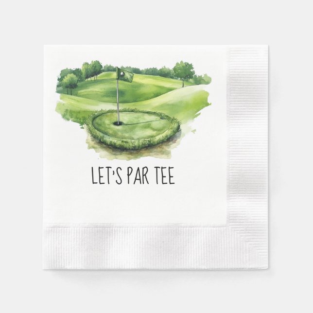 Golf Lass Par Tee mit Golfflagge auf grün weiß Serviette (Vorderseite)