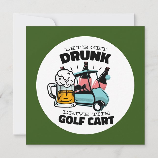 Golf Lass Par Tee mit Golfwagen Einladung (Vorderseite)