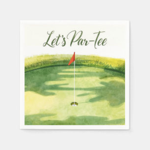 Golf Lass uns Abschlagen mit Golf Flagge auf Grün Serviette