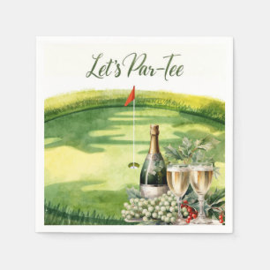 Golf Lass uns Abschlagen mit Golf Flagge auf Grün  Serviette