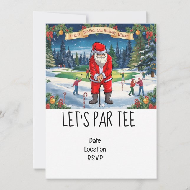 Golf Lass's Par tee Weihnachten mit dem Weihnachts Einladung (Vorderseite)