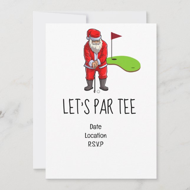 Golf Lass's Par tee Weihnachtsfest Party für Golfe Einladung (Vorderseite)