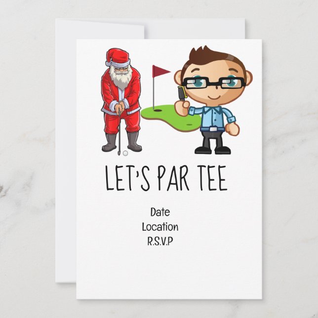 Golf Lass's Par tee Weihnachtsfest Party für Lehre Einladung (Vorderseite)