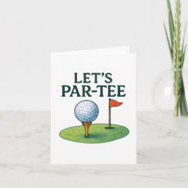 Golf Lasst uns feiern mit Golfball auf Tee Einladung