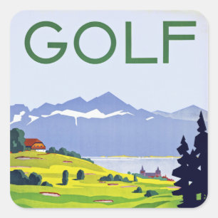 Golf ~ Lausanne Quadratischer Aufkleber