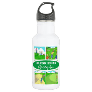 Golf Legende mit 4 schönen Cartoon Golf Edelstahlflasche