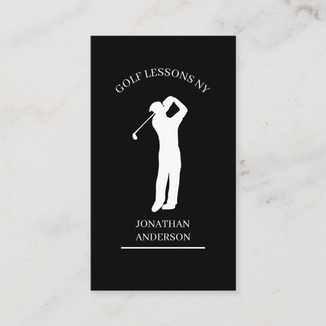 Golf Lehrer  Schwarz Weiß Visitenkarte (Vorderseite)