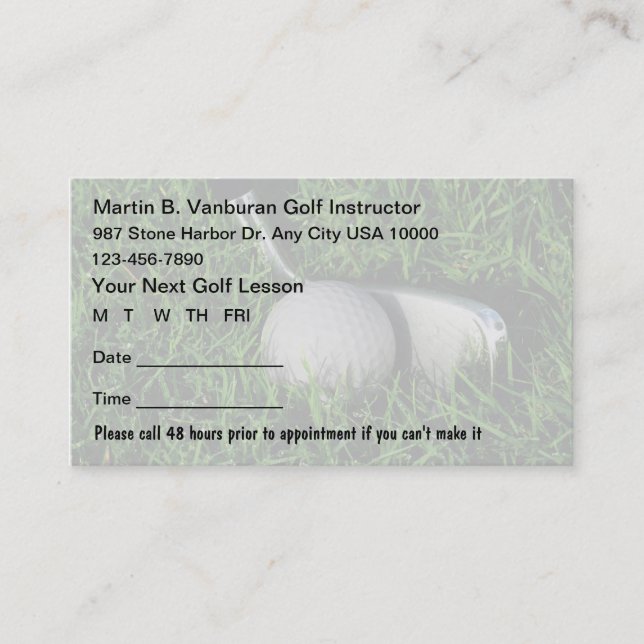 Golf-Lehrer-Verabredungs-Karten Terminkarte (Vorderseite)