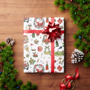 Golf „Let’s Par-Tee“ Weihnachtsfeier-Muster Geschenkpapier