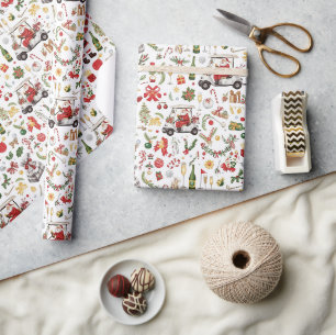Golf „Let’s Par-Tee“ Weihnachtsfeier-Muster Geschenkpapier