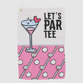 Golf Let's Par T-Shirt mit Wein auf rosa Golfhandtuch