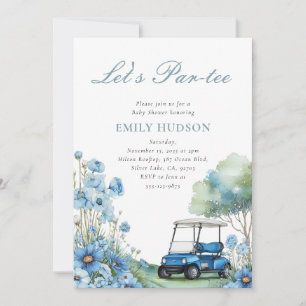 Golf Let's Par-tee Blaues Babyshower Einladung