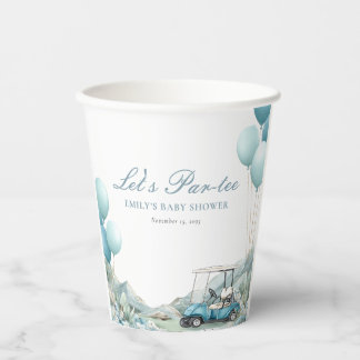 Golf Let's Par-tee Blue Baby Shower Pappbecher