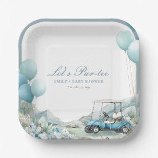 Golf Let's Par-tee Blue Baby Shower Pappteller