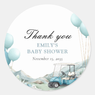 Golf Let's Par-tee Blue Baby Shower Runder Aufkleber
