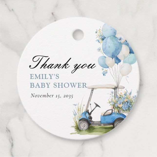 Golf Let's Par-tee Boy Baby Shower Geschenkanhänger (Vorderseite)