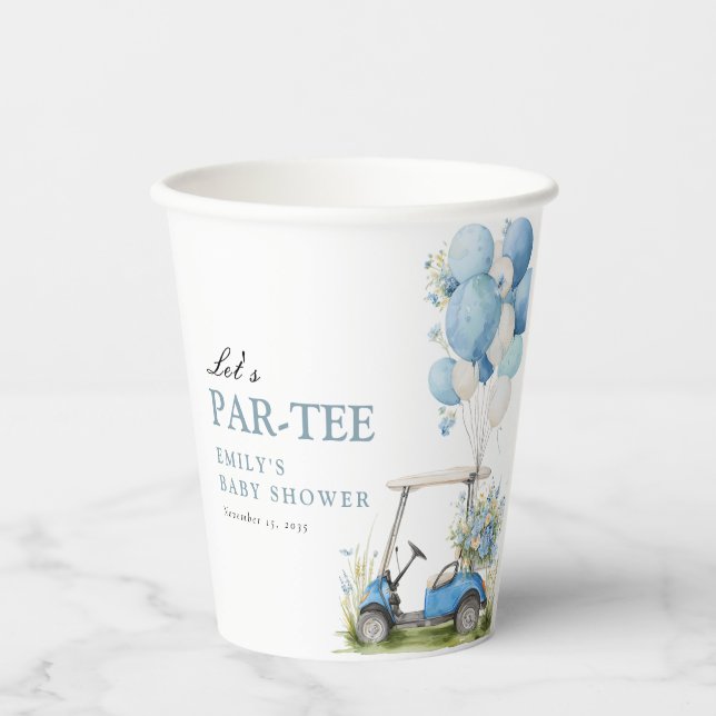 Golf Let's Par-tee Boy Baby Shower Pappbecher (Vorderseite)