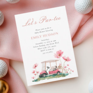 Golf Let's Par-tee Florales Babyshower Einladung