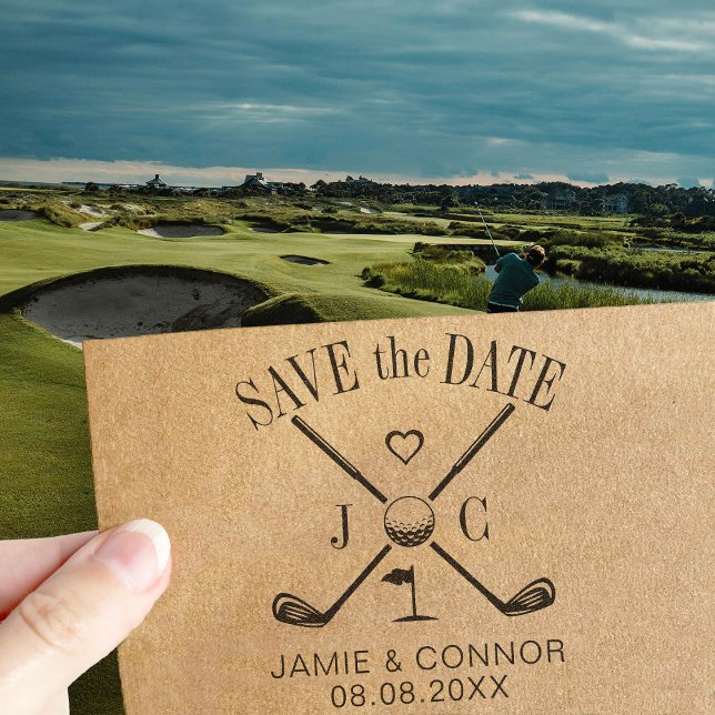 Golf Let's Par-Tee Hochzeit Save the Date Gummistempel (Von Creator hochgeladen)