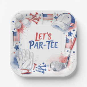 Golf Let's Par Tee mit amerikanischem Thema Pappteller