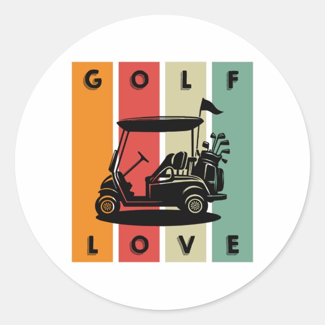 Golf-Liebe Runder Aufkleber (Vorderseite)