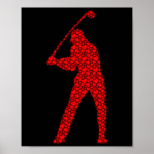 Golf Liebhaber Valentine Hearts Liebe Golfer Silho Poster