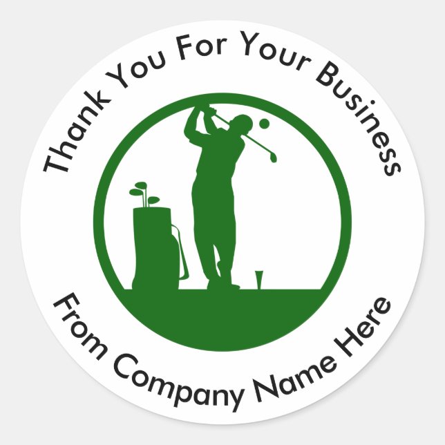 Golf-Logo-Geschäft Vielen Dank! Runder Aufkleber (Vorderseite)