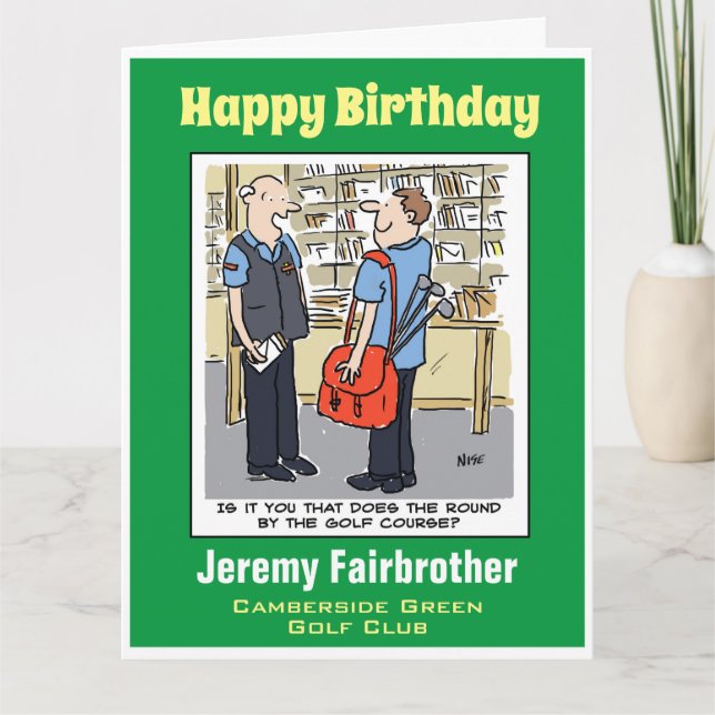 Golf Love Postman Cartoon für Golfer Karte (Vorderseite)