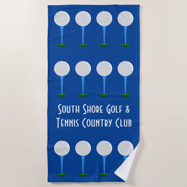 Golf Lover Balls & T-Shirts Blue Beach Handtuch (Vorderseite)