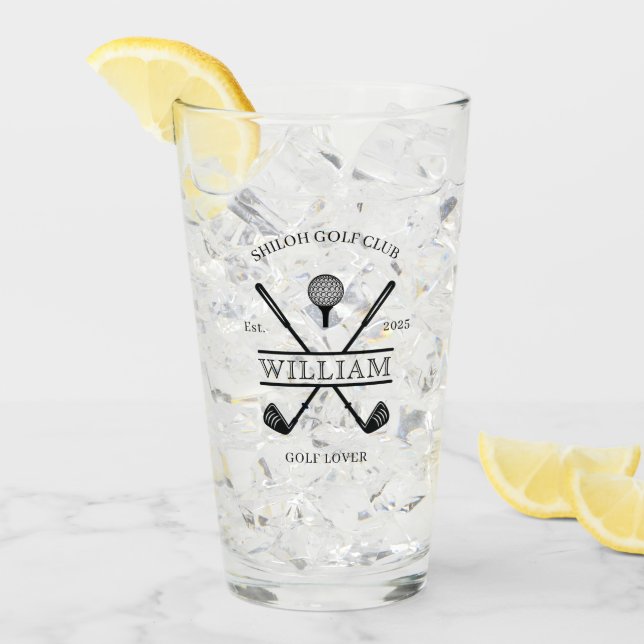 Golf Lover Cross Club Name Drinks Glas (Vorderseite Ice)
