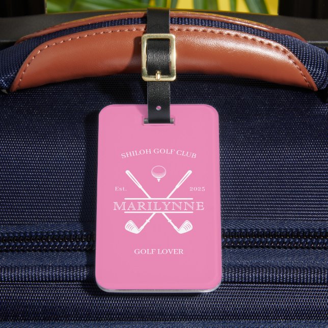 Golf Lover Cross Club Pink Gepäckanhänger (Vorderseite Insitu 2)