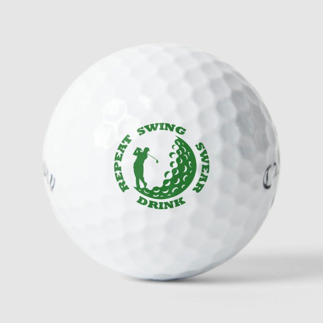 Golf Lover Gift - Swing Swear Drink Repeat Graphic Golfball (Vorderseite)