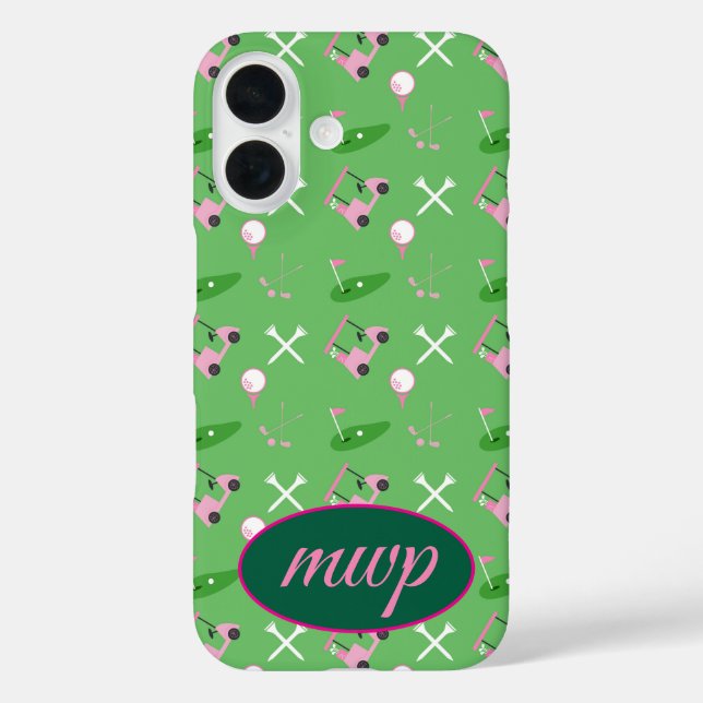 Golf Lover iPhone Case - Custom Monogram & Cart (Rückseite)