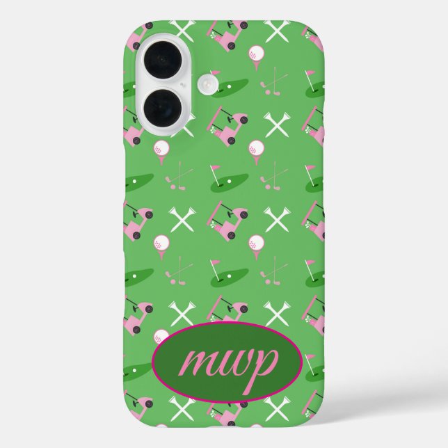 Golf Lover iPhone Case - Custom Monogram & Cart (Rückseite)