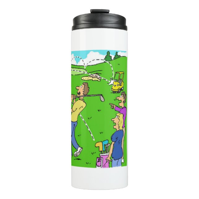 Golf Lucky Trick Shot Cartoon - Funny Thermosbecher (Vorderseite)