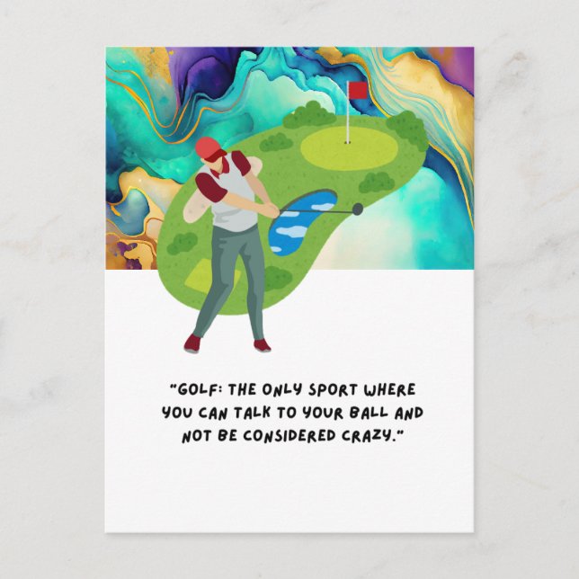 Golf lustiges Sprichwort Angebot für Golfer Gruß Postkarte (Vorderseite)