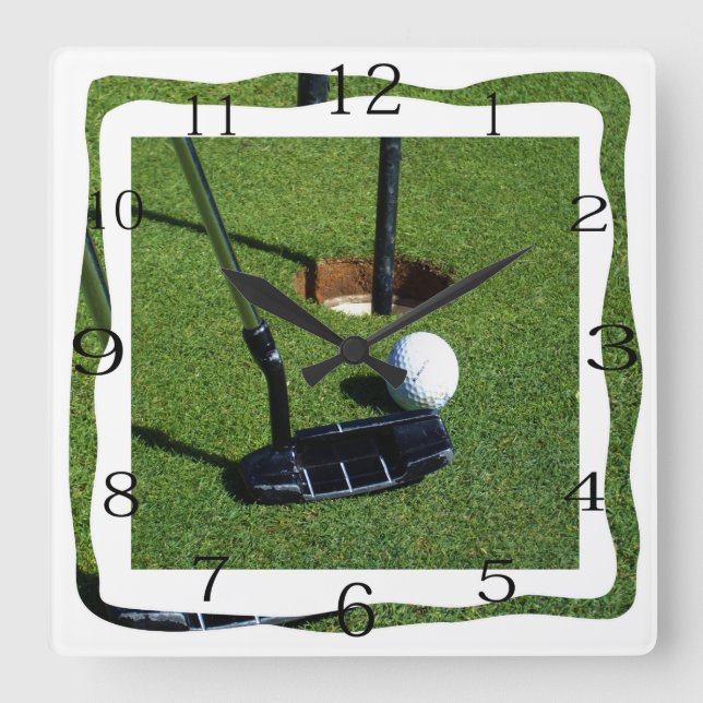 Golf macht dieses Par, Quadratische Wanduhr (Vorderseite)