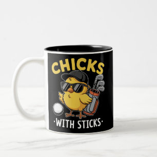 Golf-Mädchen mit Stöcken Golfclub Golfen Zweifarbige Tasse