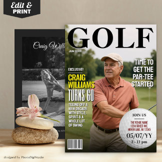 Golf Magazine Birthday Einladung, Spaß Golf Einlad Einladung