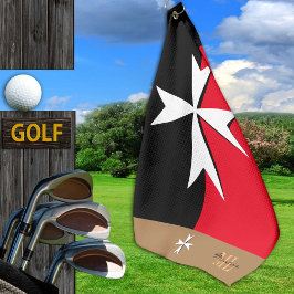 Golf Malta Flag, Malteser Cross mit Monogramm St J Golfhandtuch